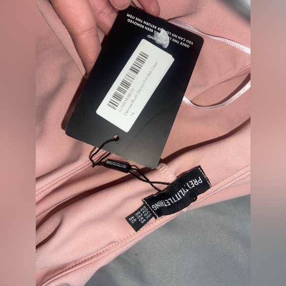 PrettyLittleThing Celinea Blush Bardot Frill Midi Dress - Picture 3 of 3